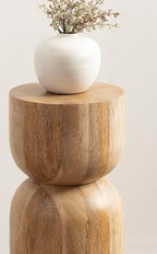 Kate and Laurel Teo Transitional Mango Wood Drink Table, 8 x 8 x 22, Natural Wood, Modern Sculptural Bedroom Nightstand with Unique Pedestal Table Design for Use as Indoor Plant Stand - Image 5