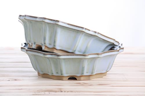 Willow Bonsai Ceramics Flower Design Bonsai Pot 10 Inch – Elegant Ceramic Bonsai & Succulent Pot, High‑Fired Frost‑Proof Stoneware with Drainage+Wiring Holes, Handmade USA (Glacier, 10inch) - Image 7