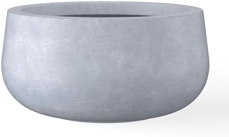 Kante Accent Round Bowl Blue Gray Concrete Planter 16" Dia, Outdoor by Unknown