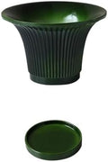Planter Round Stripe Texture Plant Pot, with Drainage Hole and Saucers Trays Ceramics Flower Pot, for Room Balcony Office Plants Container (3 Colors) Flower Pots(Green) by Unknown