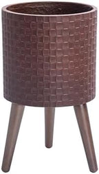 D'vine Dev Planter Pot with Wood Stand, 10 in, Espresso, 88-Z-B-6 by DvineDevPlanterPotsandStand