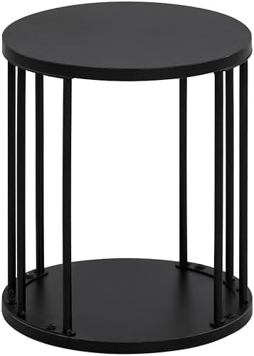 HDANI Small Round Wooden Step Stool for Kids Adults, 300lbs Load Capacity Garden Stool, Non-Slip Small Stool for Plant Stand, Kitchen, Bathroom and Bedroom, Black by HDANI