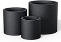 Kante Set of 3 Black Concrete Cylinder Round Planters for Modern Home by Unknown