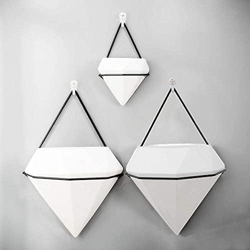 Ceramic Flower Pot Innovative Artificial Fleshy Flower Hanging Container Planter Pot Geometric Glass Wall Decor Container Geramic Vase Flowerpot-L - Image 2