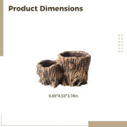 Rustic Concrete Planter, Double Tree Stump Design, 6.7 in, 3.3 in Opening Succulent Pot, Great for Plants and Micro Landscape Outdoor - Image 2