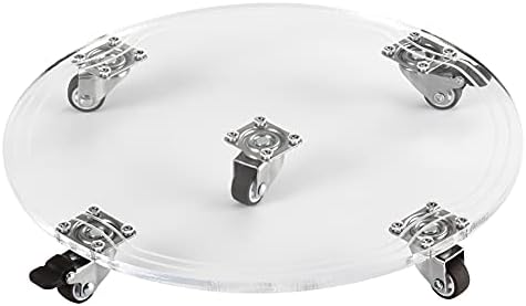 1PC Plant Caddy 12.5inch Acrylic Heavy Duty Round Plant Stand with 2 Roller Lockable Caster Wheels,Indoor Outdoor Holds Up 150 Lbs Patio/Flower Pot/Dolly,Transparent by EMCOMS