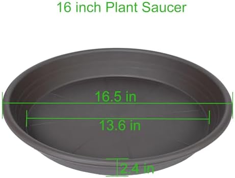 4 Pack of 16 inch Plant Saucer, Large Plant Tray, Heavy Sturdy Plant Drainage Tray for Indoors, Bird Bath Bowls, Sturdy 18 inch Plastic Pot Tray for Planter (Brown) - Image 2