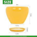Deep Dream 8 Inch Plant Pots- Ceramic Pots for Plants with Drainage Hole and Saucer, Large Planter Pot for Indoor Plants Outdoor Decor, Yellow - Image 2
