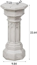 Merax 22.64" H 22.44" H Ornate Floral Pedestal Plant Stand, Finish MGO Decorative Column Side Table for Indoor/Outdoor, No Assembly Required, Antique White - Image 2