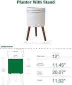 12 Inch Plant Pot with Stand，Planter for Indoor Plant，Flower Pot with Drainage Hole for Outdoor,White and Black - Image 5