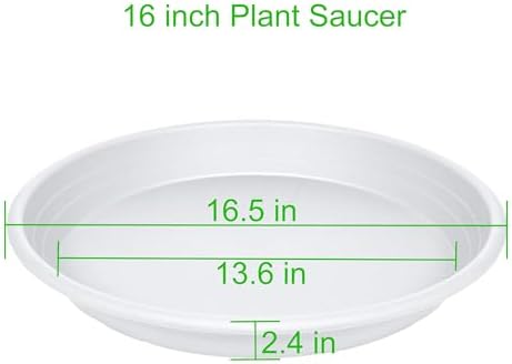 2 Pack of 16 inch Plant Saucer, Large Plant Tray, Heavy Sturdy Plant Drainage Tray for Indoors, Bird Bath Bowls, Sturdy Plastic Pot Tray for Planter (White) - Image 2