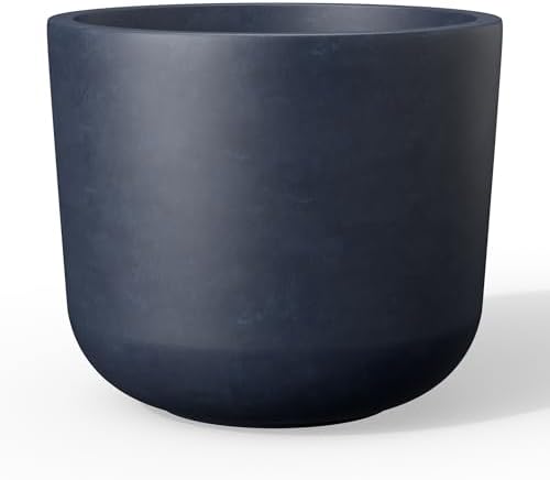 Kante Small Round Capsule Charcoal Concrete Planter 9" Dia, Outdoor by Unknown