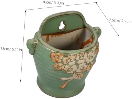 Yardwe Vintage Ceramic Wall Planter Unique Hanging Flower Pot for Succulents Cacti Easy to Mount Decorative Wall Vase Retro Flower Decor for Spaces - Image 2