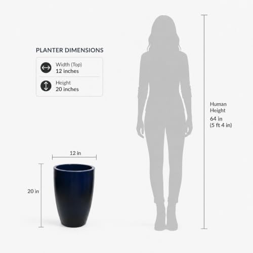 20.9" Tall Planter, Indoor/Outdoor Planter, Eco-Friendly Resin Pot, Blue - Image 5