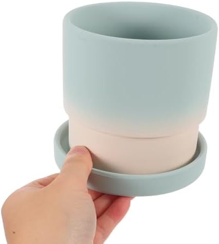 2 Pack Ceramic Flowerpots with Drainage Holes for Indoor Succulents - Image 5
