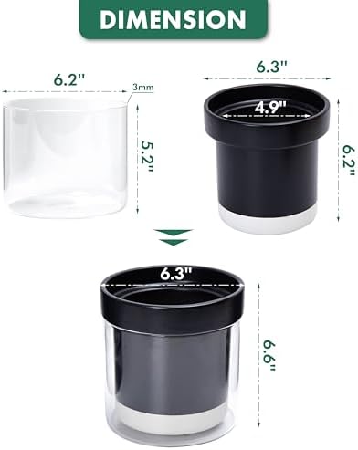 Phoenix Vine 6 Inch Self Watering Planter Pot, Black Terracotta Clay Pot with Glass Reservoir for Indoor Plants, Herbs, Flowers, Set of 2, 52-C-F-2 - Image 2