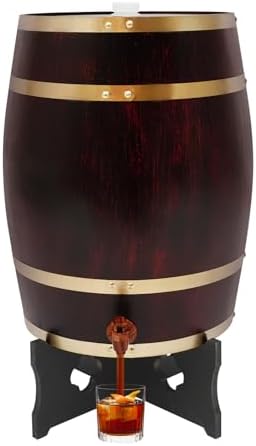 Wine Barrel, 7.93 Gal Wooden Whiskey Barrel with Stand & Spigot – Premium Pine Wood Liquor Dispenser for Home Brewing, Aging, Decor, Bourbon Barrel Style (Vintage Color, 30L) by Eapmic