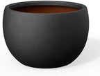 Kante Black Concrete Planter 11.8" Dia All-Weather Round Small Pot by Unknown