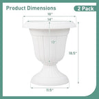 Giantex 18" Tall Vintage Planters Set of 4, Urn Plastic Flower Pots with/Pedestal Base & Pre-Marked Drain Hole, Indoor Outdoor Decorative Plant Containers for Front Porch Home Wedding (White) - Image 4