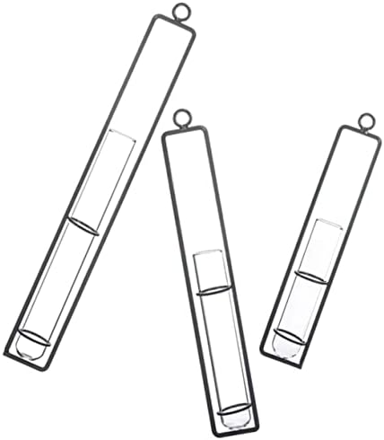 Kisangel Xmas 3pcs Glass Propagation Tubes Wall Hanging Iron Vase by Kisangel