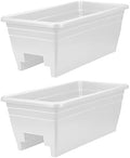The HC Companies 24 Inch Heavy Duty Deck Rail Planter Boxes, White, 2-Pack by TheHCCompanies