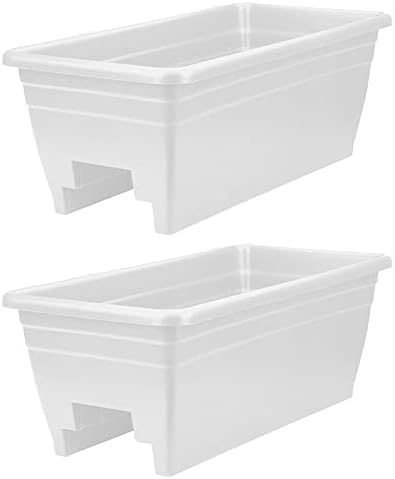 The HC Companies 24 Inch Heavy Duty Deck Rail Planter Boxes, White, 2-Pack by TheHCCompanies