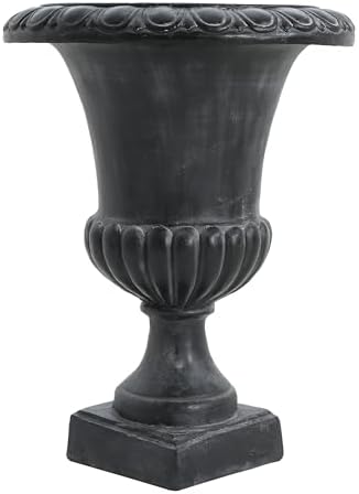 Christopher Knight Home Koma Patio Urn Planter, Mid-Century Modern Urn, Large Garden Pot, Floral Relief Design, MGO Outdoor Planter, Flower Urn with Drainage Hole for Backyard, Antique Black - Image 6