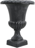 Christopher Knight Home Koma Patio Urn Planter, Mid-Century Modern Urn, Large Garden Pot, Floral Relief Design, MGO Outdoor Planter, Flower Urn with Drainage Hole for Backyard, Antique Black - Image 6