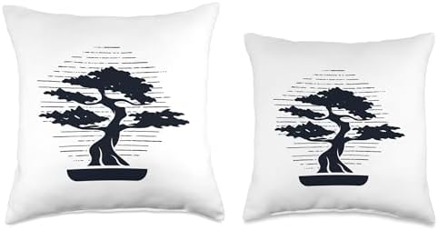 Bonsai Tree Plant Tools Care Kit Set Gifts Ideas Logo Emblem Pots Penjing Indoor Bonsai Throw Pillow, 18x18, Multicolor - Image 3