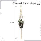 Wooden Beads Macrame Plant Hangers 39.4 in, Cotton Rope, 4 Pcs for Indoor & Outdoor, Small Succulent Pots Use - Image 2