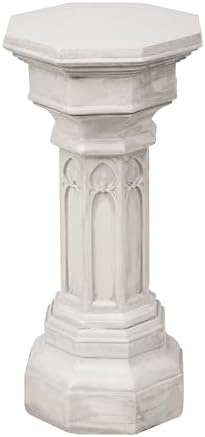 Merax 22.64" H 22.44" H Ornate Floral Pedestal Plant Stand, Finish MGO Decorative Column Side Table for Indoor/Outdoor, No Assembly Required, Antique White - Image 6