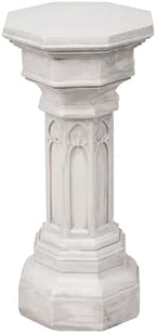Merax 22.64" H 22.44" H Ornate Floral Pedestal Plant Stand, Finish MGO Decorative Column Side Table for Indoor/Outdoor, No Assembly Required, Antique White - Image 6
