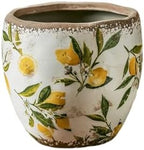 Plant Pots Spring Lemons Pattern Planter Succulent Pots 4" D - 7.3" D Large Planter Pots with Drainage Hole, Decorative Garden Pots Round Ceramic Pots Outdoor Plant Pots Spring Decor by Unknown