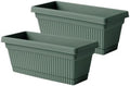 Bloem Amelia 18" Plastic Window Box Planter with Saucer Tray, Basil, 2-Pack by Bloem