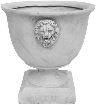 Merax MGO 13'' Tall Garden Urn Planter with Drainage Hole, Handmade Lightweight Urn for Flowers, Herbs & Succulents, Indoor & Outdoor Decorative Pot, Antique White - Image 4