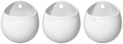 Mkono 4 Inch Wall Mounted Planter Round Ceramic Hanging Plant Holder Decorative Flower Display Vase Succulent Pots for Indoor Plants, Set of 3, White (Plants NOT Included) (Pack of 2) - Image 5