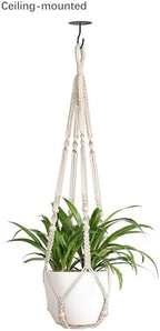 Mkono 2 Packs Fake Hanging Plant with Pot and Ceiling Hooks, Artificial Plants for Home Decor Indoor Macrame Plant Hanger with Fake Vines Faux Hanging Planter Greenery for Room Decor, Ivory (Pothos) - Image 3