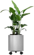 Longrun 9.8 Inch Square Planter, Modern Indoor Outdoor Large Stainless Steel Plant Pot and Plant Caddy with Wheels for Home Patio Garden, Easy to Clean and Move by Longrun
