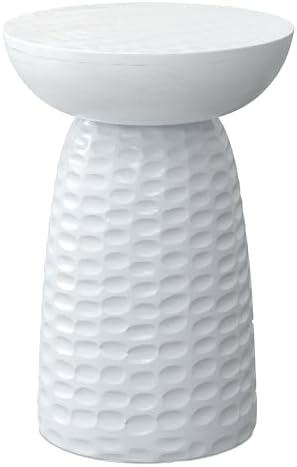 SIMPLIHOME Boyd 13" Wide Solid Wood Round End Table in White by SimpliHome