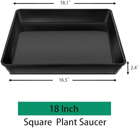 Square Plant Saucer 18 Inch 5 Pack, Planter Trays for Flower Pots, Plant Water Catcher Drip Dishes, Plastic Bottom Watering Plates Indoors and Outdoors - Black - Image 7