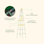 Vego Garden 7.8 ft Pyramid Obelisk Garden Trellis, Metal Rustproof Plant Support Rose Trellis, Tower Potted Cages for Flowers Fruits Vegetable Vines Indoor & Outdoor - Image 3