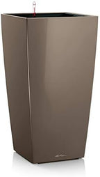 Lechuza CUBICO 30 Shiny Taupe High Gloss, Self-Watering Tall Planter, H22 L11.8 W11.8 in by LECHUZA