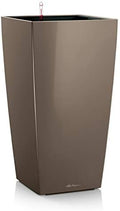 Lechuza CUBICO 40 Shiny Taupe High Gloss, Self-Watering Tall Planter, H29.5 L15.7 W15.7 in by LECHUZA