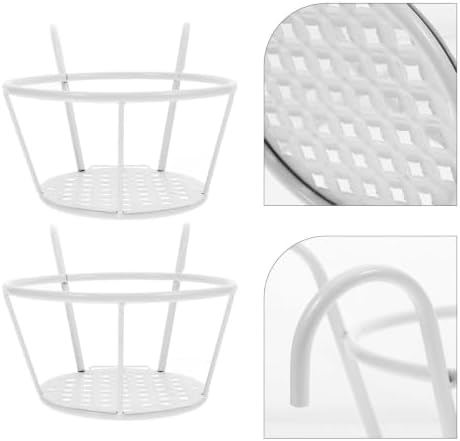 Milisten 2Pcs Railing Hanging Planter Holder White Iron Flower Pot Basket - Image 7