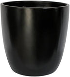 Santiago Round Cylinder Fiberglass Planter (D:13.5inch x H:13.75inch, Matte Black) by Unknown