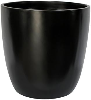Santiago Round Cylinder Fiberglass Planter (D:13.5inch x H:13.75inch, Matte Black) by Unknown
