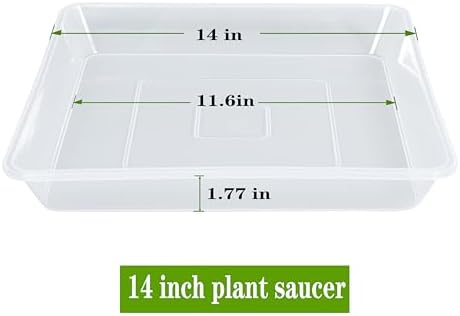 LWALRS Square Plant Saucer 14 Inch 5 Pack, Sturdy Clear Plastic Flower Plant Pot Saucer, Square Planters for Indoors and Outdoors Plants, Garden Plant Saucers for Pots Plant Trays. - Image 2