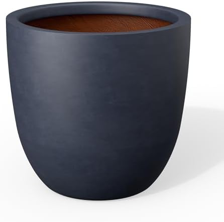 Kante Modern Home Minimalist 14" Dia Charcoal Concrete Bowl Planter by Unknown