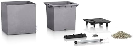 Lechuza Canto Stone Low 30 Stone Grey, Self-Watering Square Planter, H11.8 L11.8 W11.8 in - Image 3