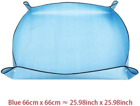 Repotting Mat Planting Mat Home Gardening Supplies Potting Pad Foldable Garden Plant Flower Pot Reusable Transplanting Waterproof Mats(Blue 66 X 66CM) - Image 2